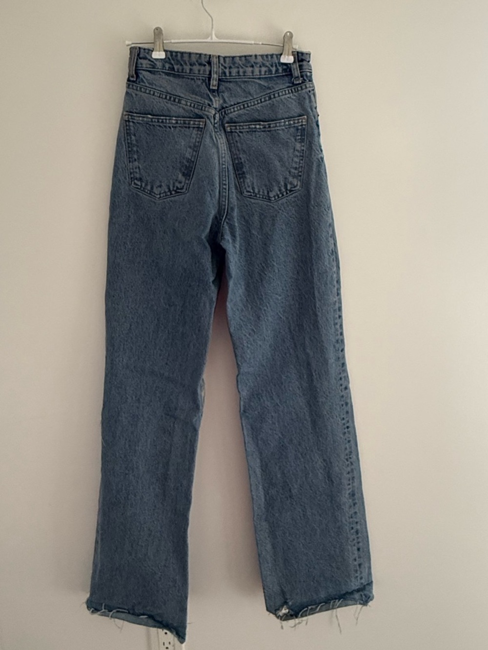 ZARA High Waisted Loose Wide Leg Distressed Jeans Y2K Raw Hem Size 2 - Picture 2 of 4